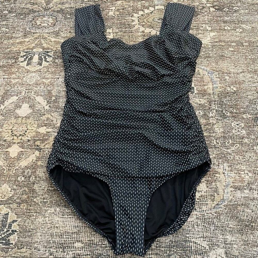 Albion Off the Shoulder Midnight Dash One Piece Swimsuit L Ruched